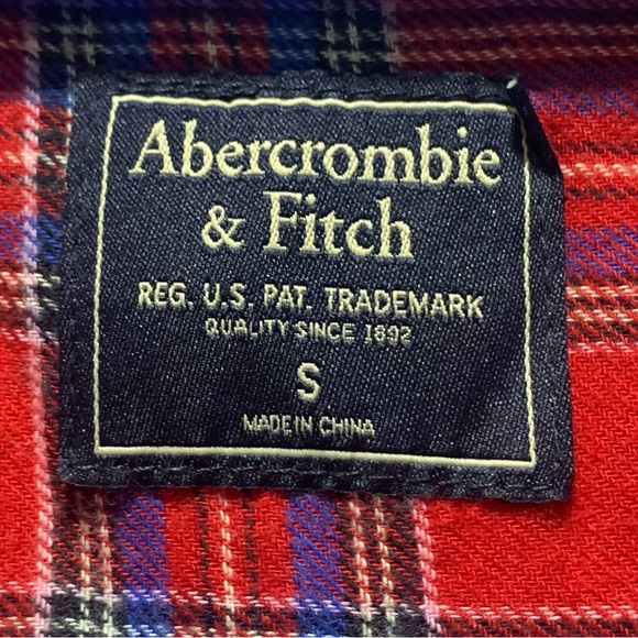 Abercrombie & Fitch Shirt Checked Shirt Flannel Shirt Size US S Red Shirt - Picture 3 of 4